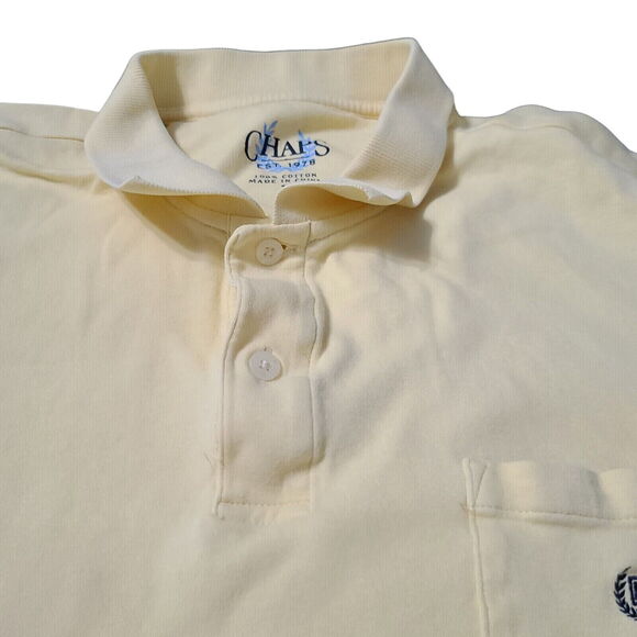 Chaps Mens Polo Shirt Yellow Size Large 100% Cotton Short Sleeve Pullover Collar - Picture 7 of 12